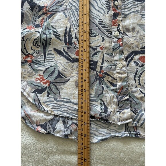 Lauren Ralph Lauren Womens XL Linen Button Up Shirt Tropical Floral Beach - Picture 7 of 10